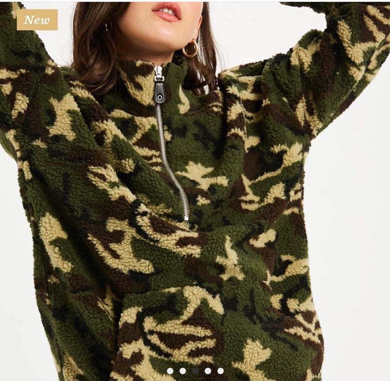 LONG SLEEVE CAMO PULLOVER - Lil Monkey Boutique