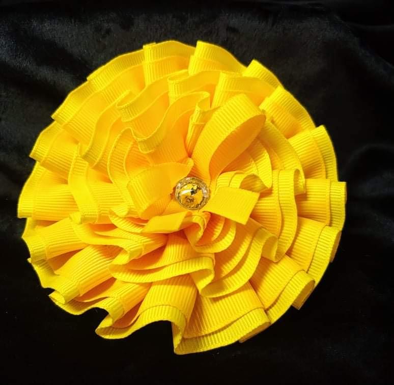 LARGE YELLOW SWIRL BOW (roughly 4in) - Lil Monkey Boutique