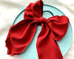 PONYTAIL CLOTH BOW WITH TAILS - Lil Monkey Boutique