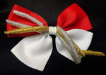 GOLD / SILVER SPARKLE CHRISTMAS BOWS (roughly 5in) - Lil Monkey Boutique