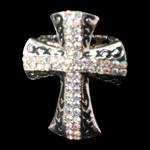 RHINESTONE TURQUOISE PURPLE OR SILVER CROSS RING WITH STRETCH BAND - Lil Monkey Boutique