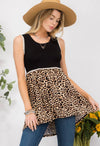 BABY DOLL TOP WITH LACE TRIM AND LEOPARD PRINT DETAIL - Lil Monkey Boutique