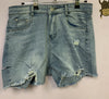 FRAYED BOTTOM DISTRESSED MID WASH SHORTS WITH HOLE ON RIGHT SIDE (ON PURPOSE) - Lil Monkey Boutique