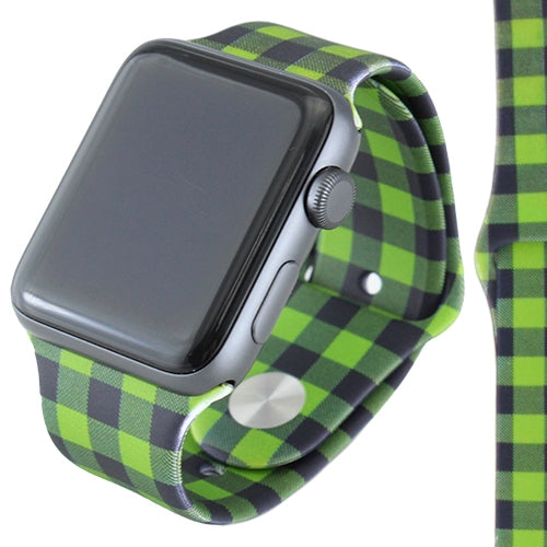 GREEN BUFFALO PLAID SILICONE APPLE WATCH BANDS STRAP WIDTH 38-40mm OR 42-44mm - Lil Monkey Boutique