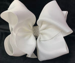 JUMBO SOLID BOWS WITH BLING CENTER (ROUGHLY 8”) - Lil Monkey Boutique
