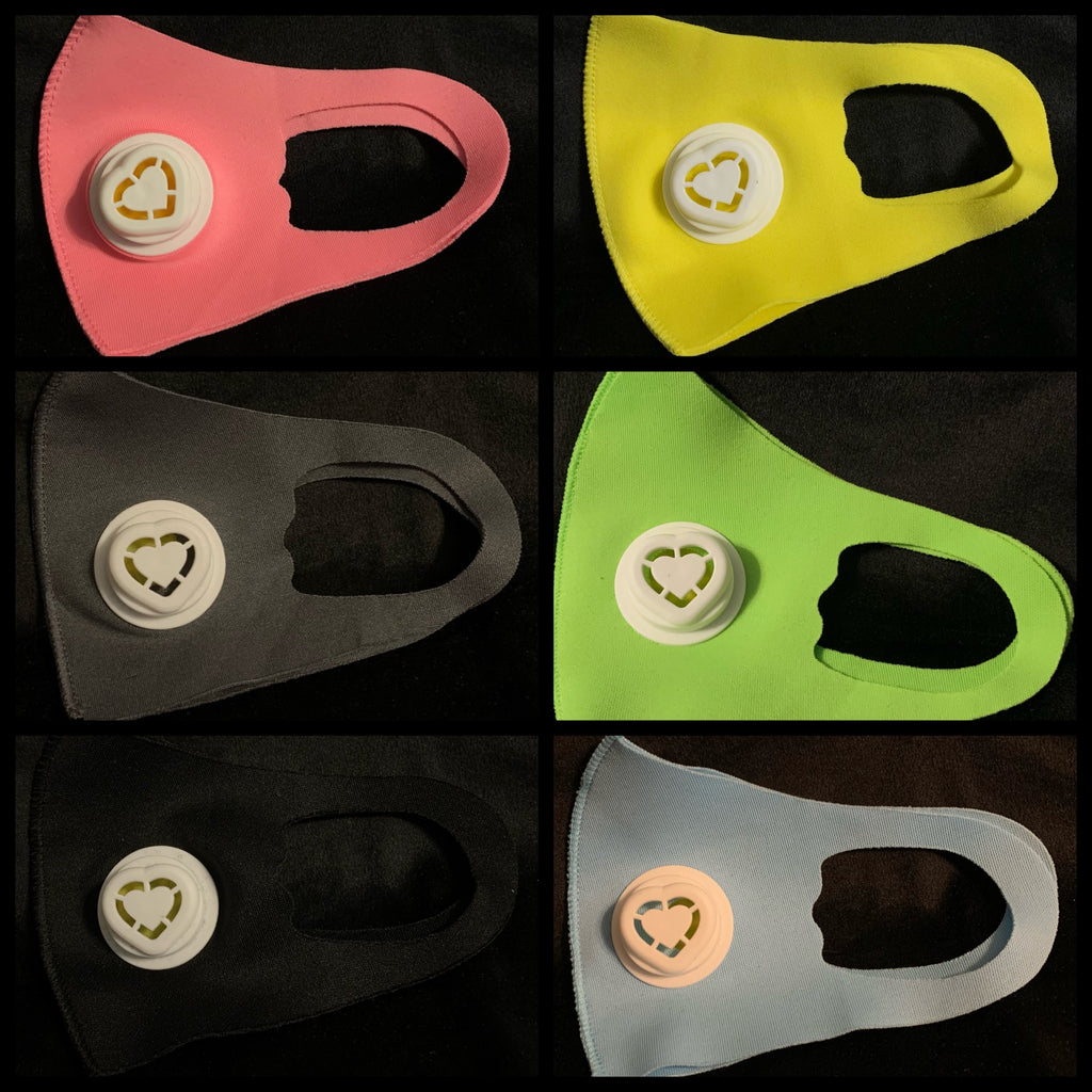 KIDS SOLID COLOR THIN POLY WITH HEART FILTERS MASKS - Lil Monkey Boutique