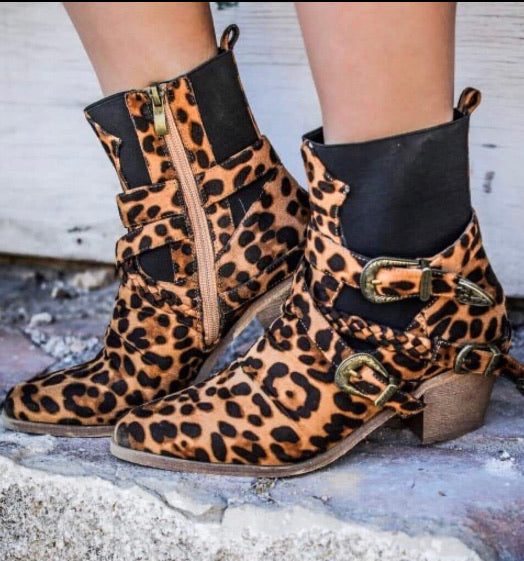 ANKLE BOOTS MADE WITH LEOPARD PRINT IN 2 COLORS - Lil Monkey Boutique