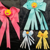 FLOWER SMILEY FACE BOWS WITH MULTIPLE TAILS (roughly 6in) - Lil Monkey Boutique
