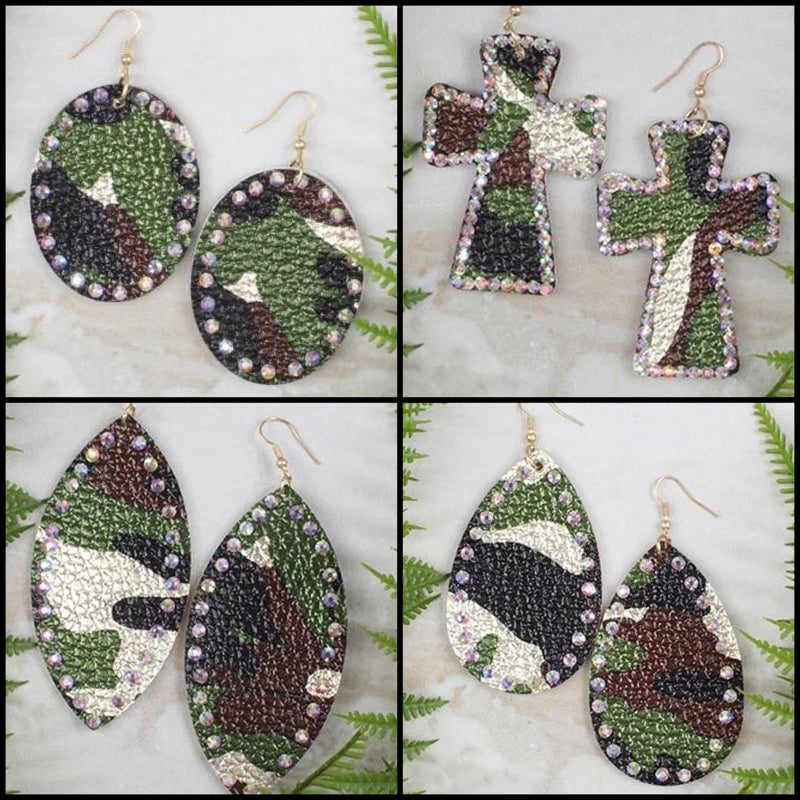 VARIOUS STYLES OF CAMO EARRINGS - Lil Monkey Boutique