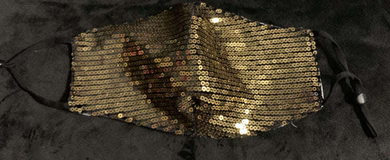 GOLD SEQUIN CLOTH MASKS WITH ADJUSTABLE STRAPS - Lil Monkey Boutique