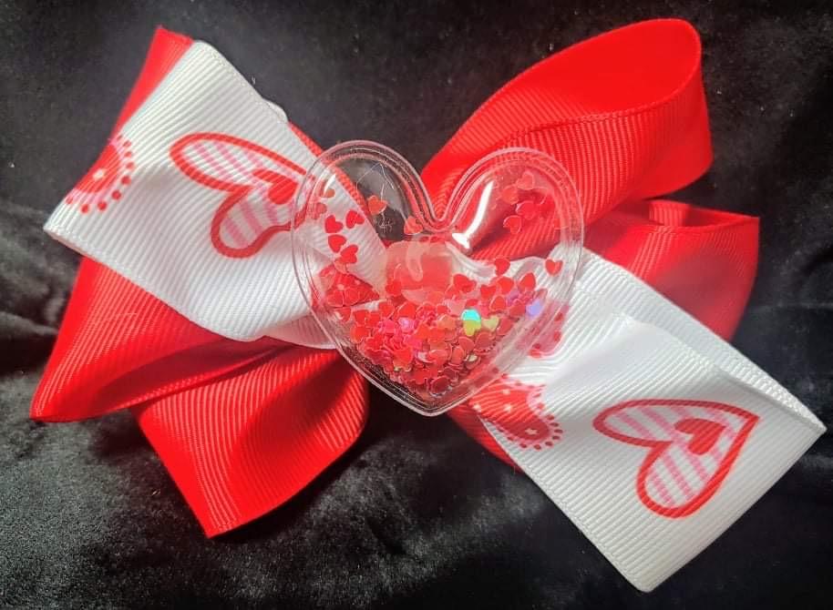 CONFETTI FILLED HEART BOWS PERFECT FOR VALENTINES DAY - Lil Monkey Boutique