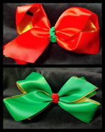 SOLID COLOR DOUBLE LAYER CHRISTMAS BOWS (roughly 6in) - Lil Monkey Boutique