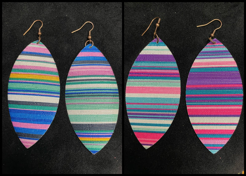 LARGE MULTI COLORED STRIPED EARRINGS (3 1/4”) - Lil Monkey Boutique