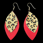 Double Layer Solid Color with Leopard Print Faux Leather Earrings - Lil Monkey Boutique