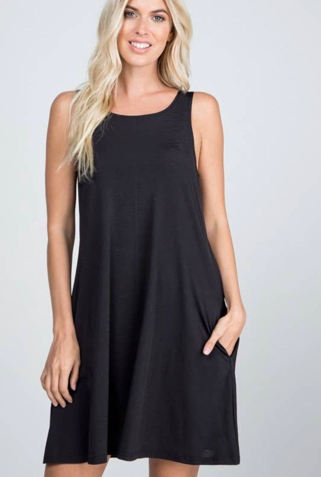SLEEVELESS ROUND NECK SOLID DRESS WITH SIDE POCKET DETAIL (Or Blouse with Leggings Wear it your way!) - Lil Monkey Boutique