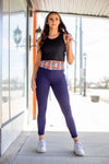 NAVY AND RUSTIC AZTEC AMERICANA COWSKULL LOUNGE LEGGINGS WITH PHONE POCKETS - Lil Monkey Boutique