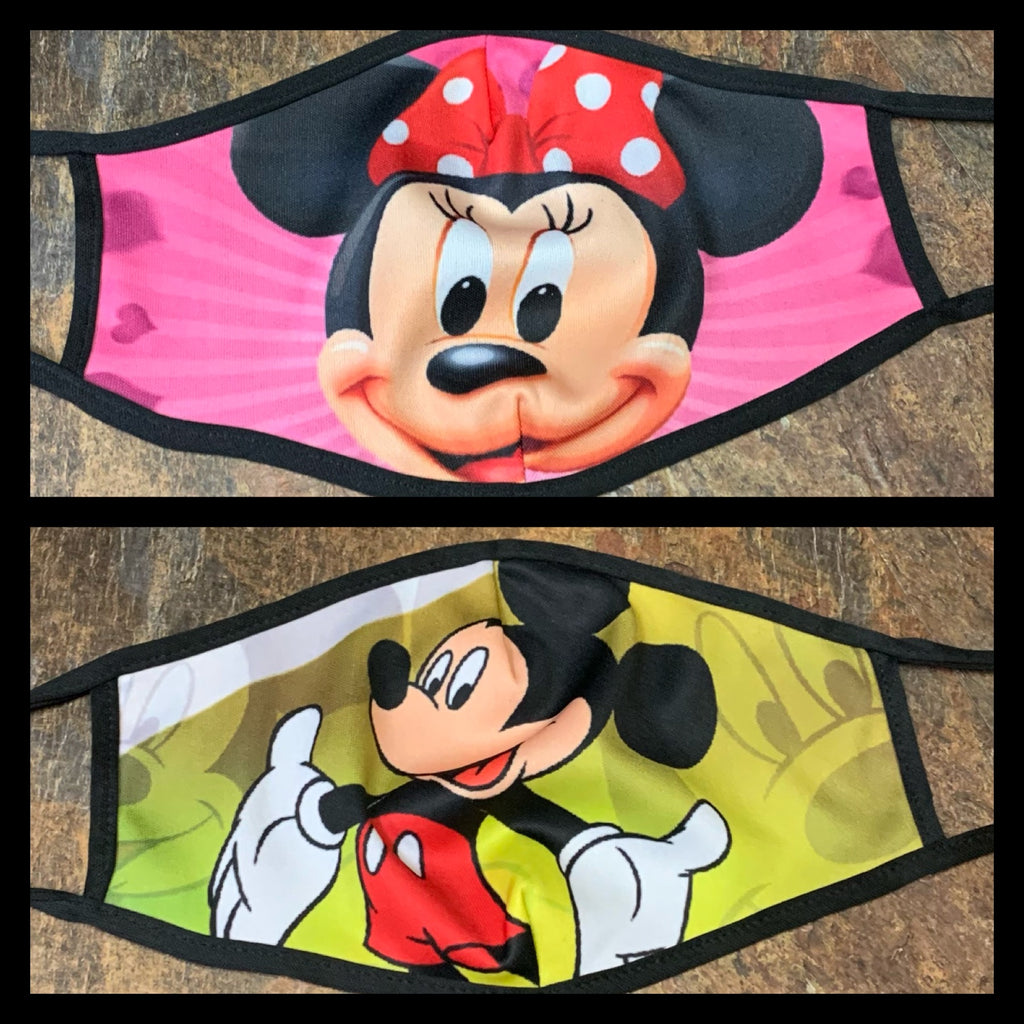 MICKEY OR MINNIE MOUSE PRINT CLOTH MASKS - Lil Monkey Boutique