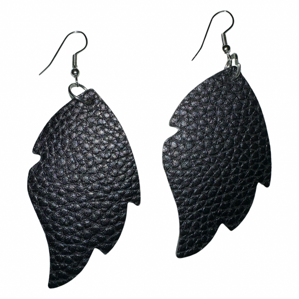 LIGHTWEIGHT SOLID BLACK LEATHER EARRINGS - Lil Monkey Boutique