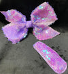 SEQUIN SOLID BOWS (ROUGHLY 4") WITH MATCHING BARRETT SET - Lil Monkey Boutique
