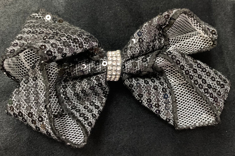 SEQUIN SOLID BOWS WITH BLING CENTER - Lil Monkey Boutique