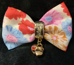 FLORAL CLOTH BOW WITH ACCENTS (roughly 3in) - Lil Monkey Boutique