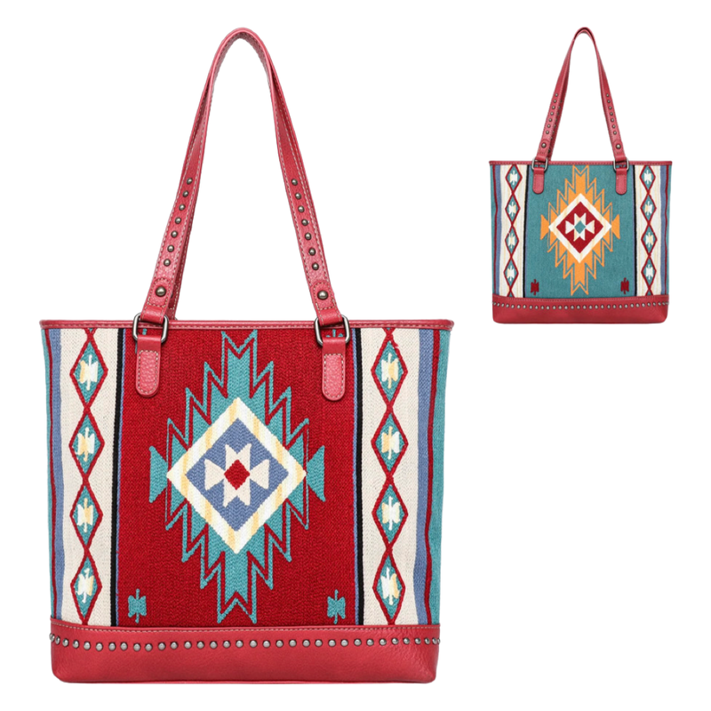 Montana West Aztec Tapestry Tote Double Sided Design - Lil Monkey Boutique