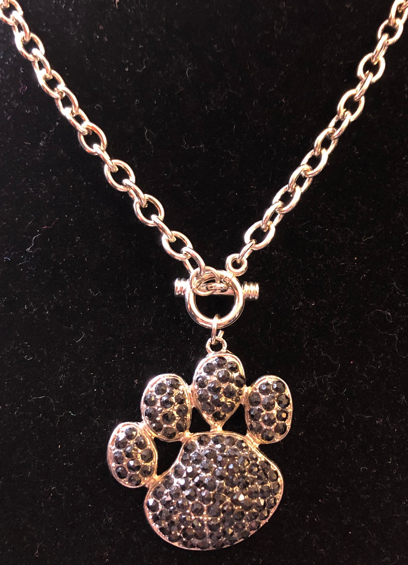 JEWELED PAW PRINT NECKLACE - Lil Monkey Boutique