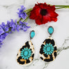 TURQUOISE OR IVORY & LEOPARD EARRINGS - Lil Monkey Boutique