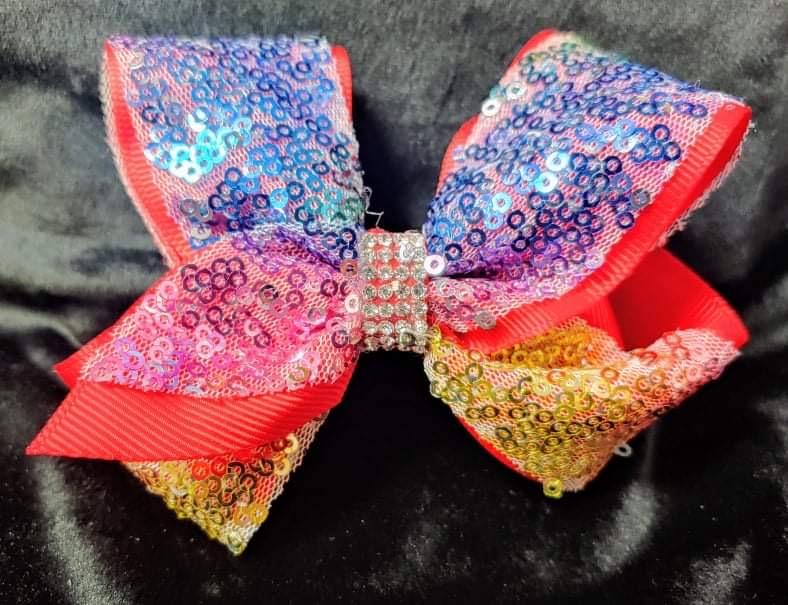 IRIDESCENT SEQUINS BOWS (ROUGHLY 4") - Lil Monkey Boutique