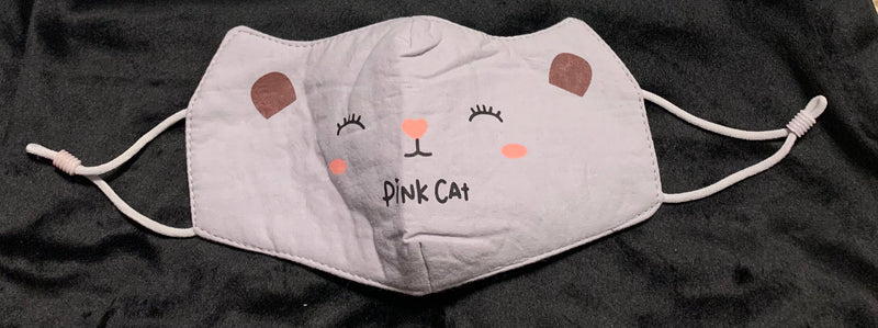 KIDS PINK CAT PRINT CLOTH MASKS WITH ADJUSTABLE STRAPS - Lil Monkey Boutique