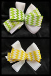 CHEVRON AND WHITE BOWS (roughly 4in) - Lil Monkey Boutique