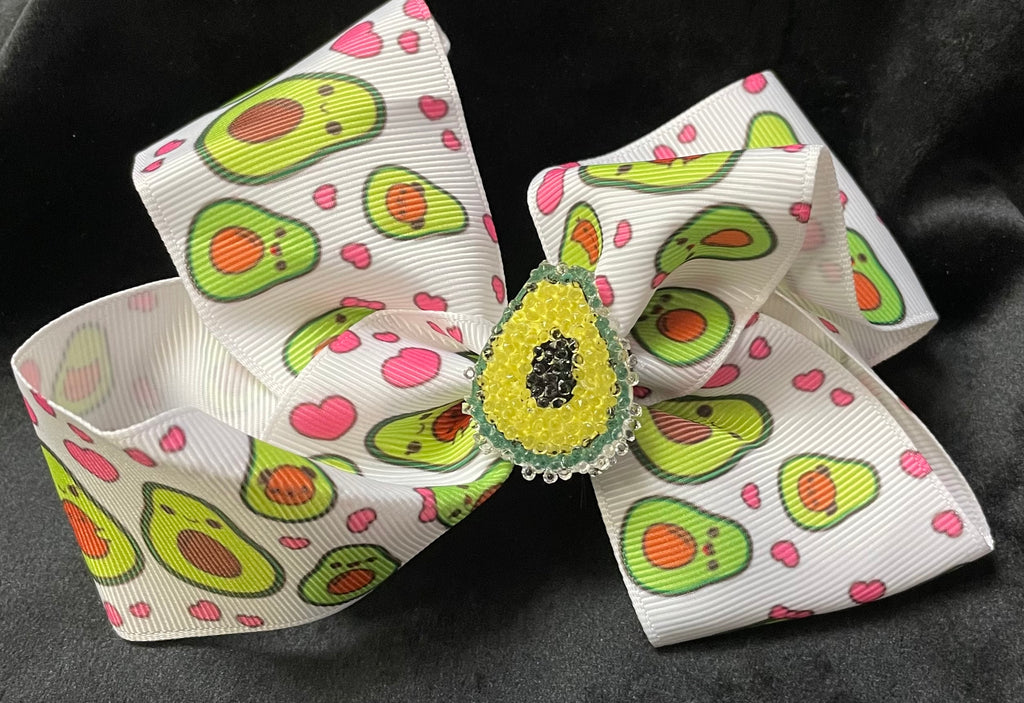 LARGE AVACADO CENTER AVACADO VARIOUS PRINT BOWS (ROUGHLY 5") - Lil Monkey Boutique