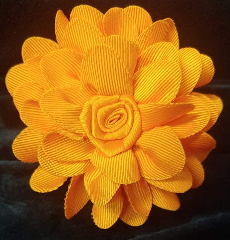 ORANGE FLOWER BOW (roughly 4in) - Lil Monkey Boutique