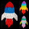 ROCKET RED WHITE AND BLUE, RAINBOW, OR PASTEL TOYS (ROUGHLY 9” x 5 1/2”) - Lil Monkey Boutique