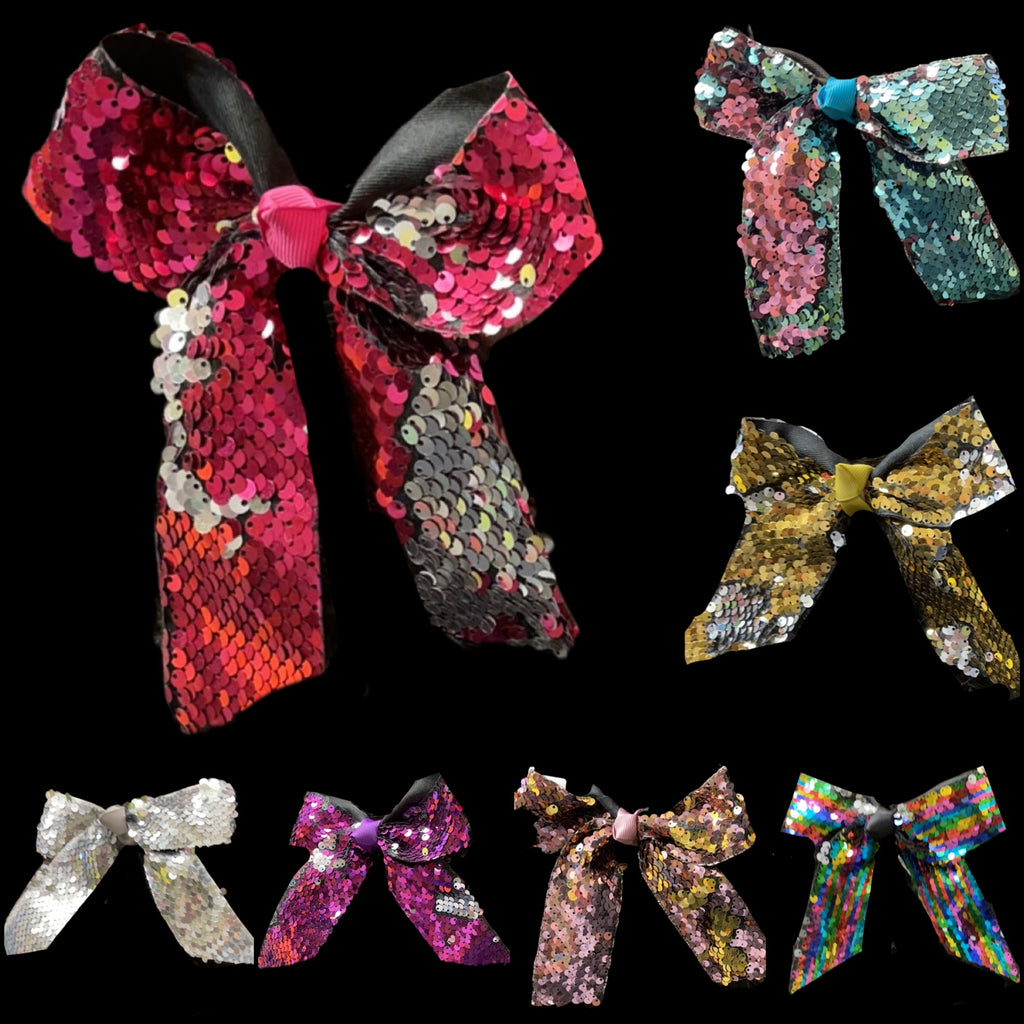 SEQUINS BOWS WITH TAILS (roughly 8in) - Lil Monkey Boutique