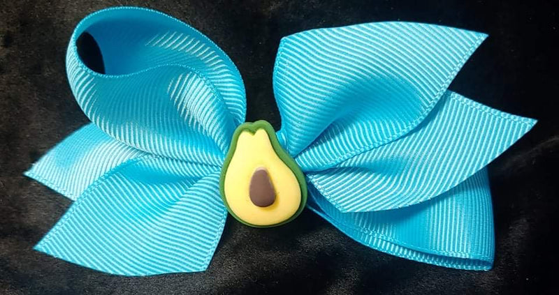 CHERRIES PINEAPPLE STRAWBERRY WATERMELON CARROTS OR AVACADO CENTER SOLID COLOR BOWS (ROUGHLY 4") - Lil Monkey Boutique