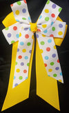 MULTI COLOR POLKA DOT BOWS WITH TAILS (roughly 7in) - Lil Monkey Boutique