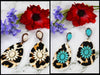 TURQUOISE OR IVORY & LEOPARD EARRINGS - Lil Monkey Boutique