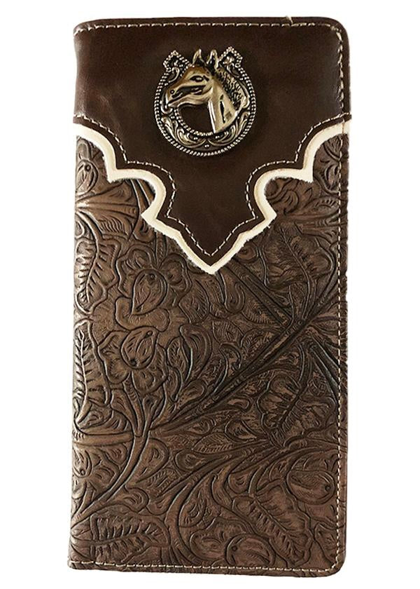 MENS WESTERN WALLET WITH HORSE CONCHO OR UNISEX CHECK BOOK WALLET - Lil Monkey Boutique