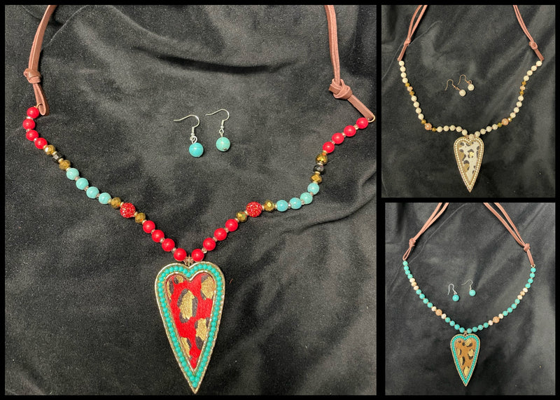 Beaded Leopard Heart Necklace - Lil Monkey Boutique