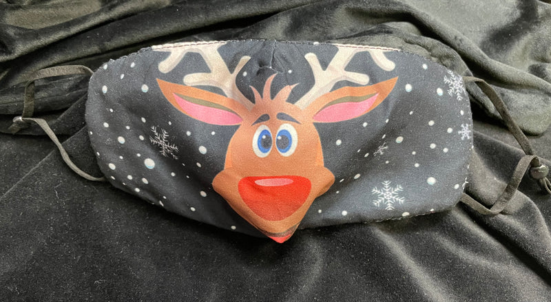 CHRISTMAS RUDOLPH CLOTH MASKS WITH ADJUSTABLE STRAPS & POCKET FOR FILTER - Lil Monkey Boutique