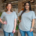 CAGED NECKLINE CURVED HEM TUNIC TOP IN SOLIDS OR VARIOUS PRINTS - Lil Monkey Boutique