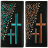 MENS WESTERN WALLET WITH EMBROIDERED CROSSES OR UNISEX CHECK BOOK WALLET - Lil Monkey Boutique