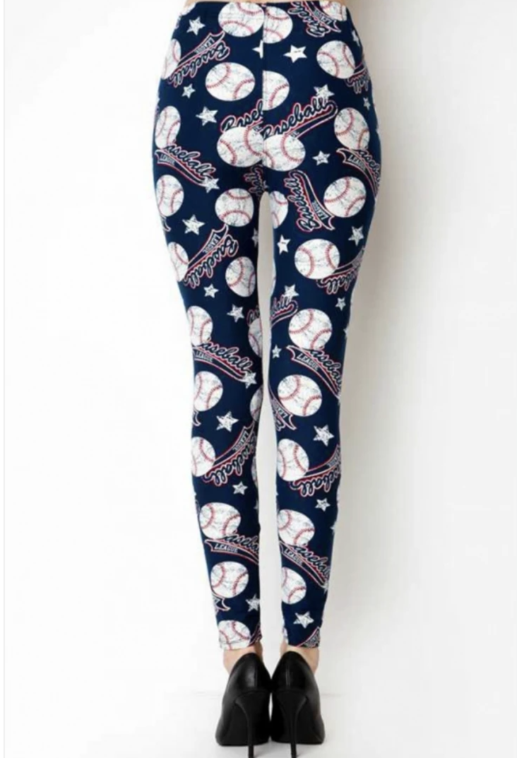 FULL LENGTH BASEBALL LEGGINGS - Lil Monkey Boutique