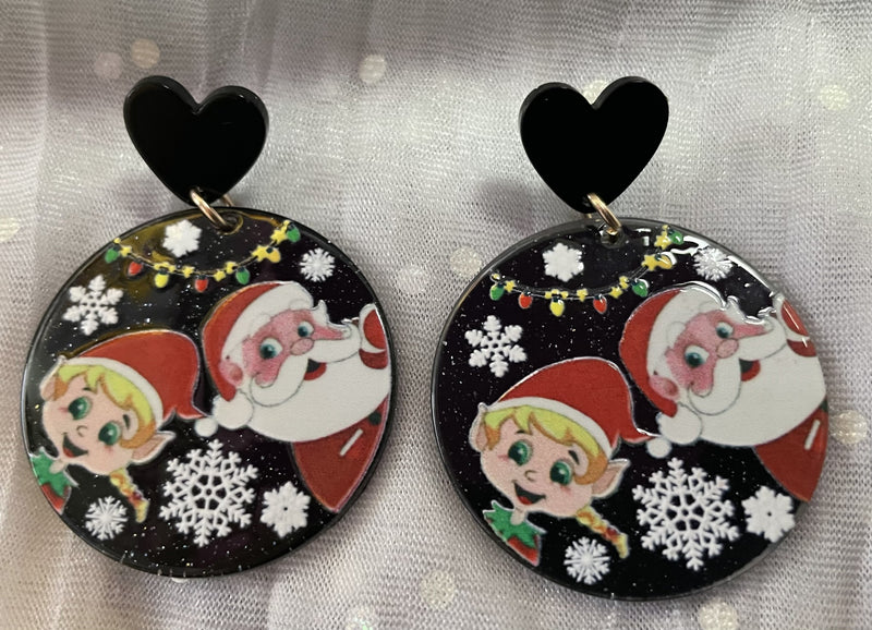 LIGHTWEIGHT SANTA ELF AND SNOWFLAKE EARRINGS - Lil Monkey Boutique