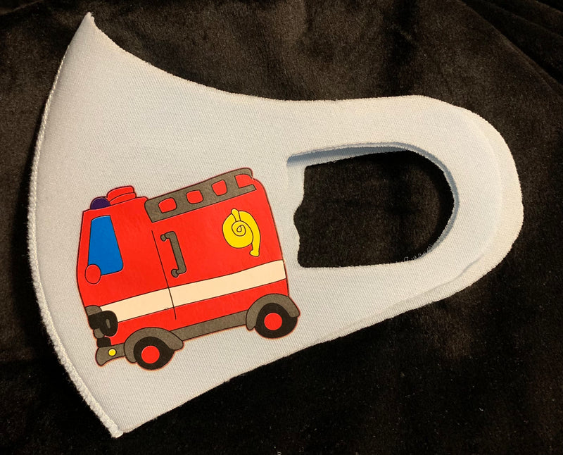 KIDS FUN CONSTRUCTION OR TRANSPORTATION  PRINT THICKER POLY WITH FILTER MASKS ONLY $2.00 EACH!! - Lil Monkey Boutique