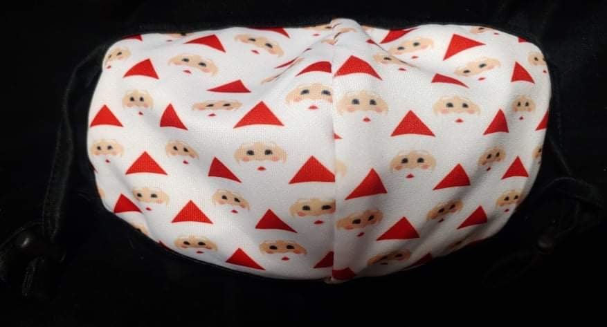KIDS CHRISTMAS SANTA CLOTH MASKS WITH ADJUSTABLE STRAPS - Lil Monkey Boutique