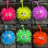 ROUND SMILEY FACE BALL WITH HAIR WITH FLASHING LIGHTS - Lil Monkey Boutique