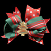 TRIPLE LAYER POLKA DOT STRIPED CHRISTMAS BOWS (roughly 5in) - Lil Monkey Boutique