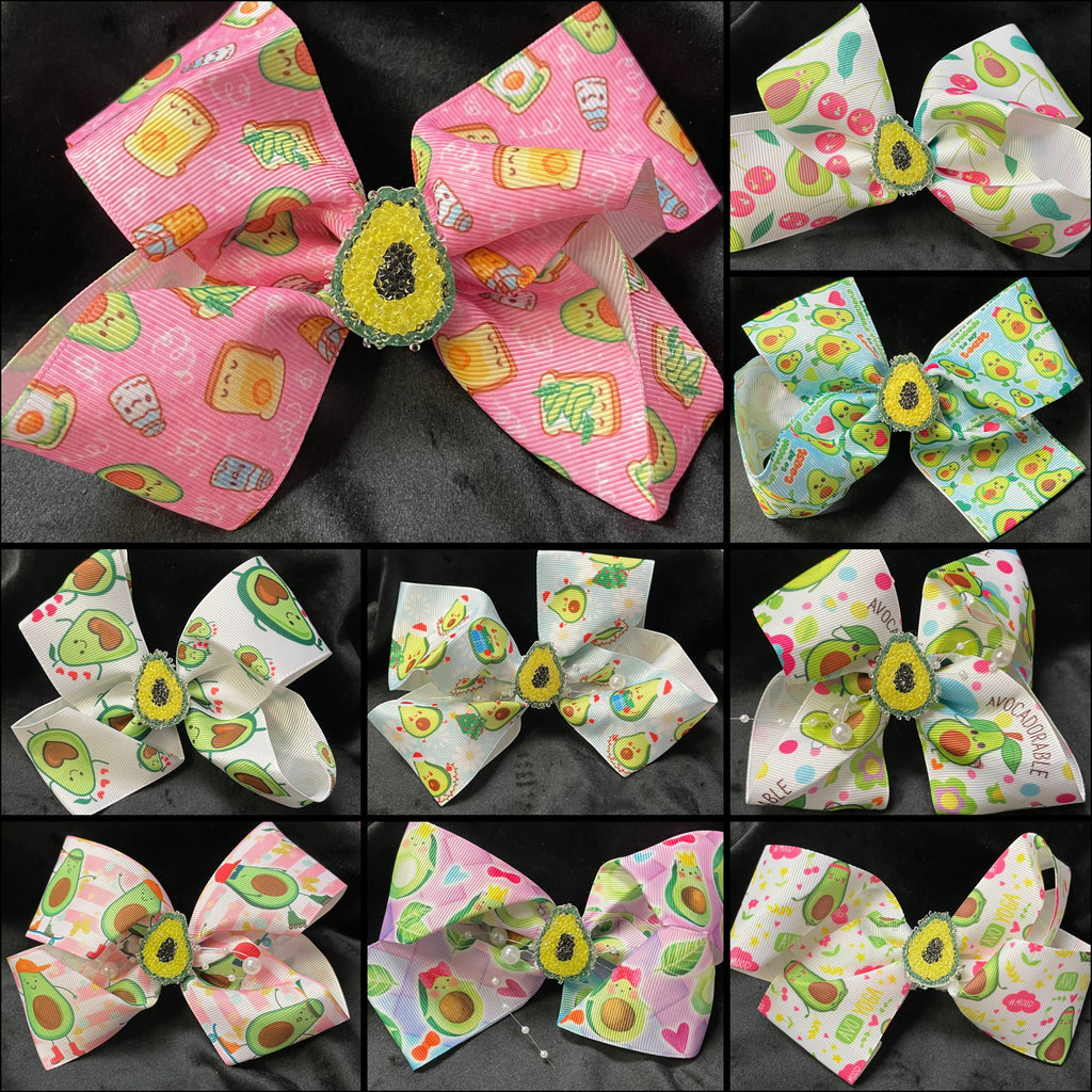 LARGE AVACADO CENTER AVACADO VARIOUS PRINT BOWS (ROUGHLY 5") - Lil Monkey Boutique